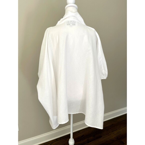 Vintage 100% Linen Tunic Top Sz L Cowl Neck Oversized Artsy Minimalist Lagenlook - Picture 6 of 13
